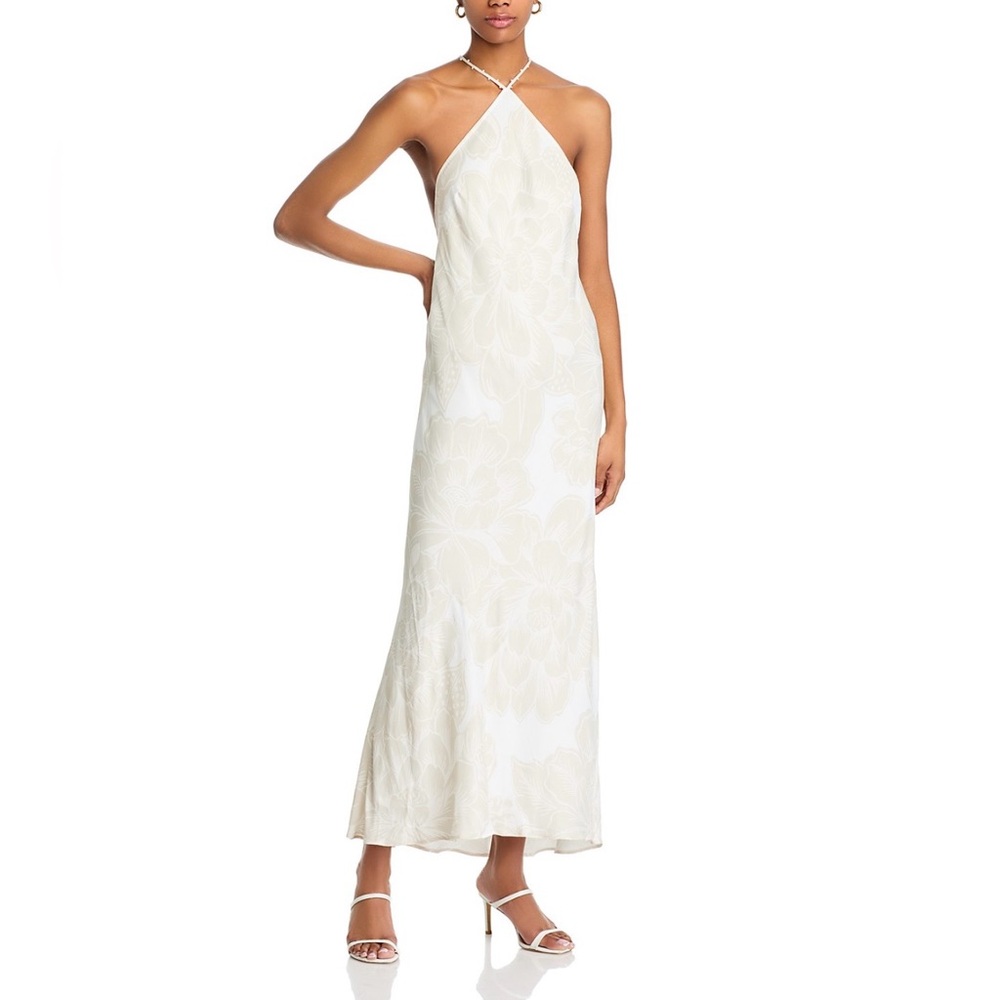 FARM Rio Off White Halter Maxi Dress Size L NWT